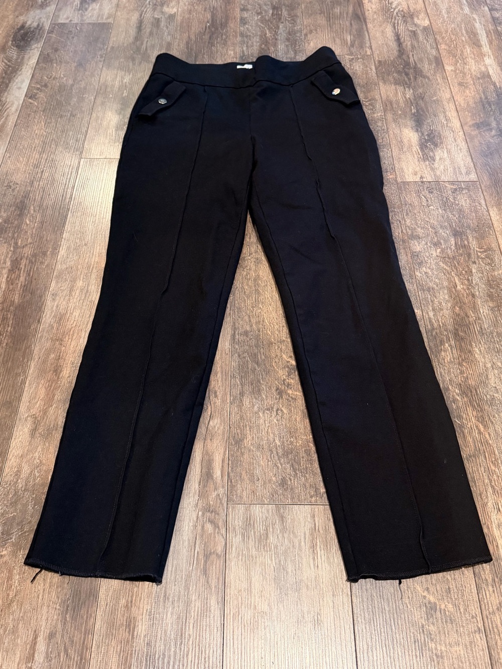 Anne Klein Black Cropped Tailored Women's Pants with Front Flap Pockets